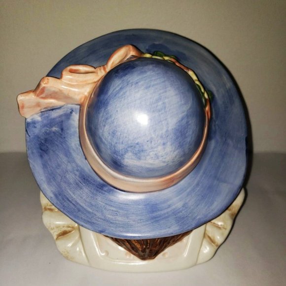 Vintage Takahashi Glass Eyed Girl Cookie Jar Country Doll Flower Basket … - Picture 7 of 13